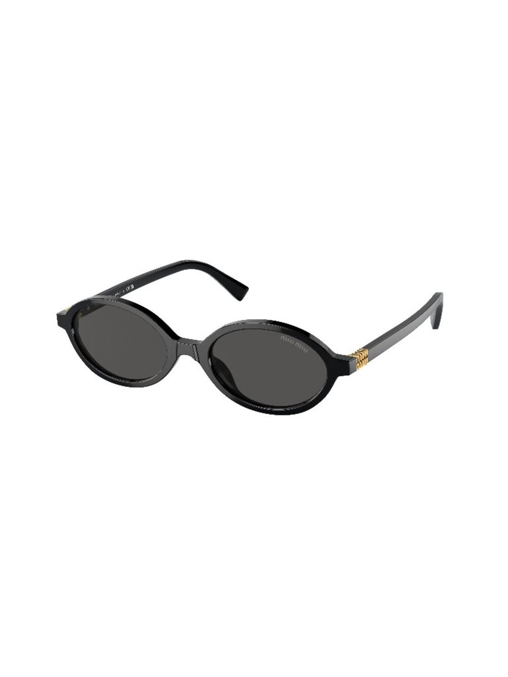 New Miu Miu Women's Sunglasses Black Round Grey Lens Acetate Frame MU 04ZS 50